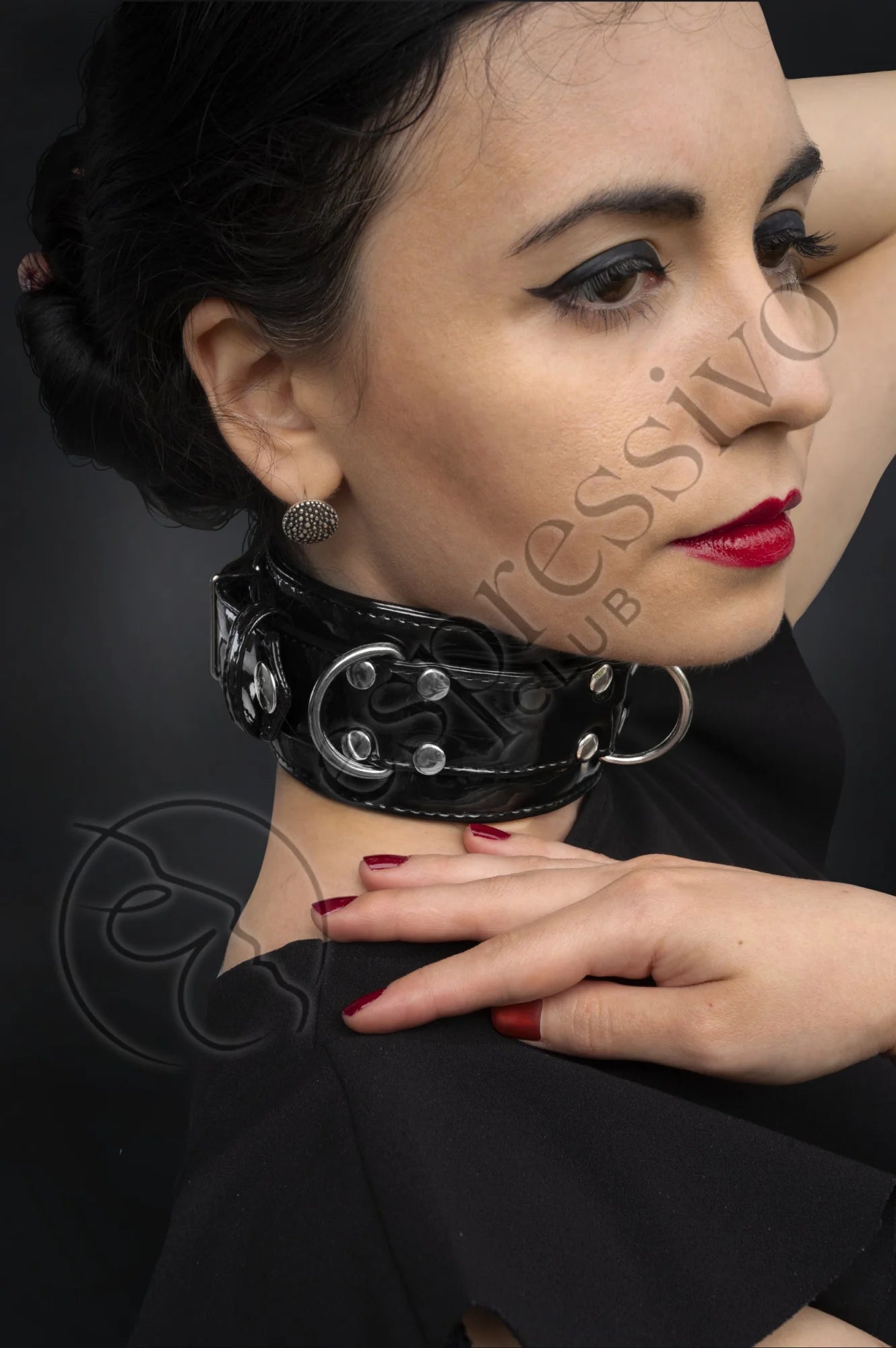 Black PVC BDSM collar