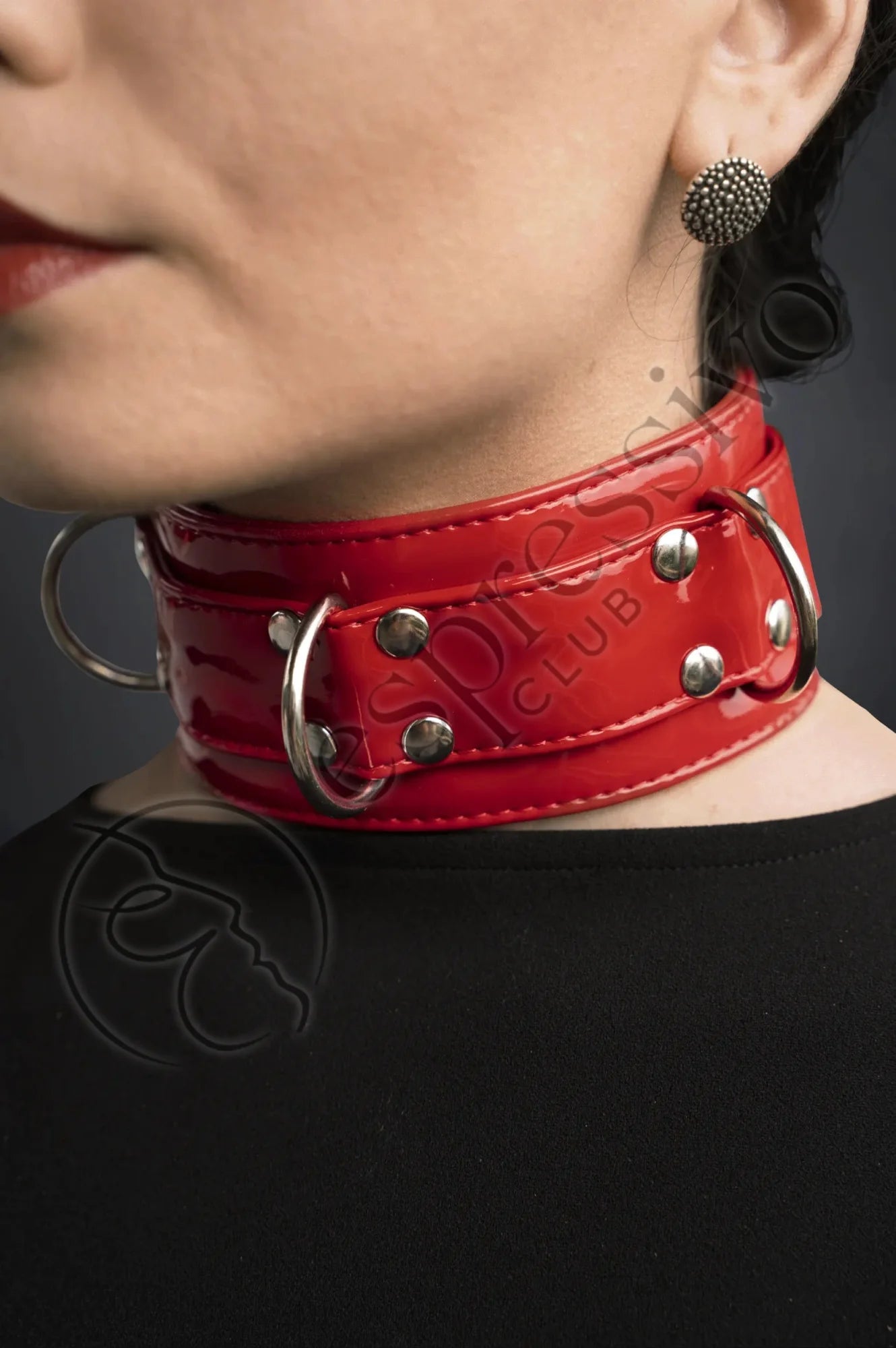 Bdsm Collar In Red Pvc Jewelry