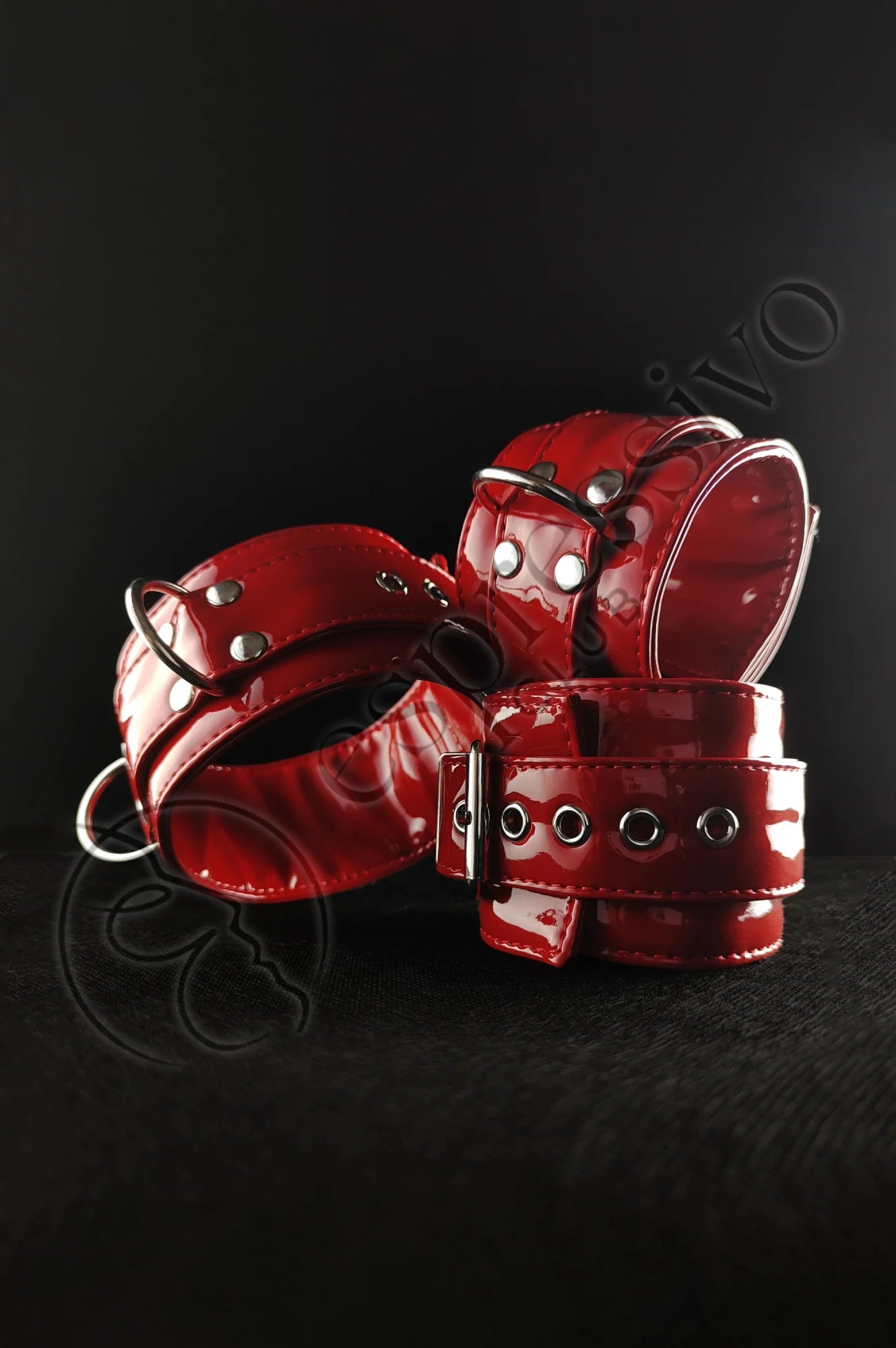 Bdsm Collar In Red Pvc Jewelry