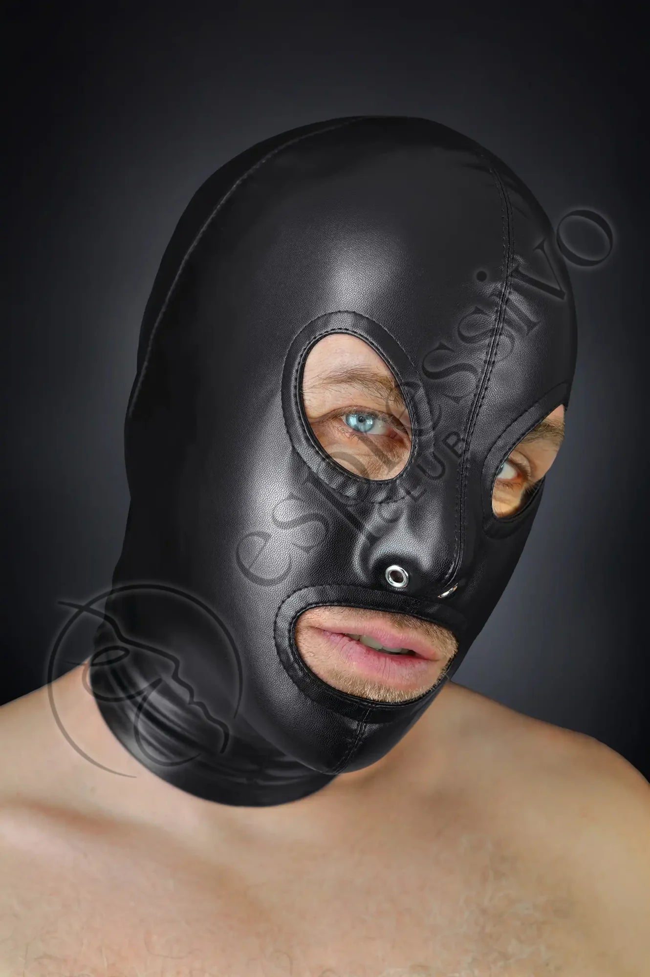 BDSM Leather Mask with Open Eyes & Mouth Masks Vegan leather