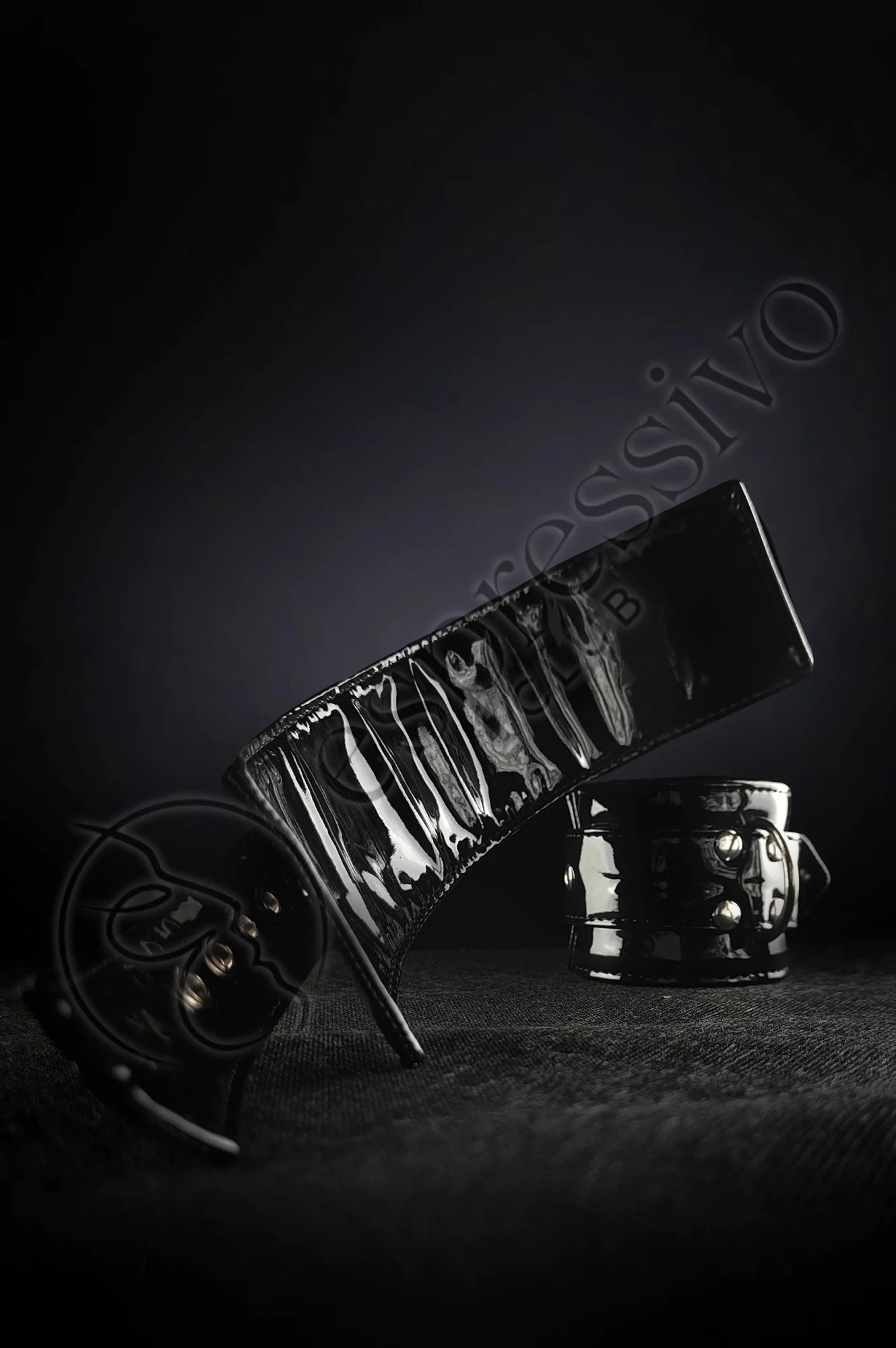 Bondage Cuffs In Black Pvc - Wrist & Ankle Bdsm Restraints Jewelry