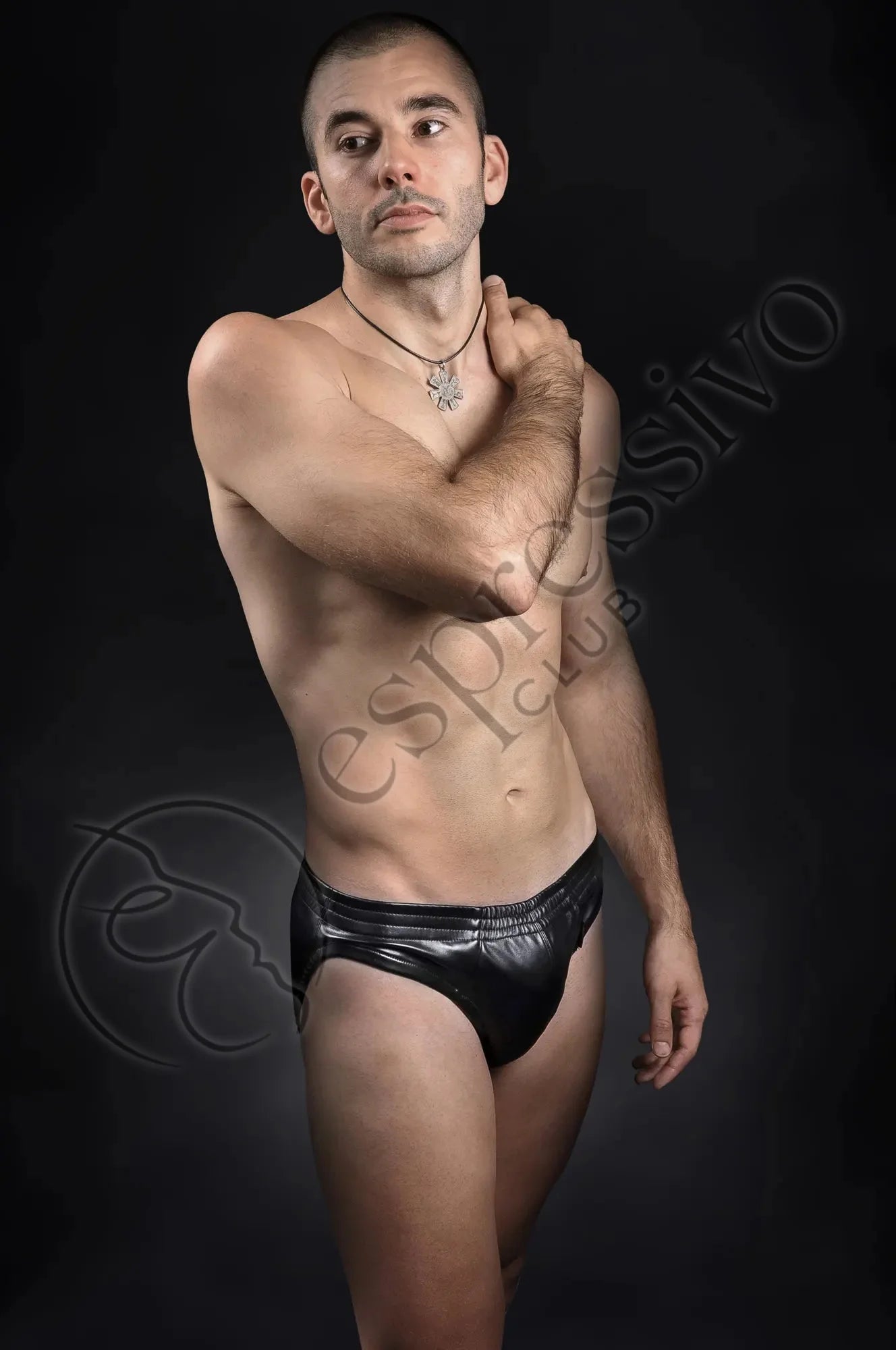 EspressivoClub Black Mens Leather Briefs Underwear 410 - 5