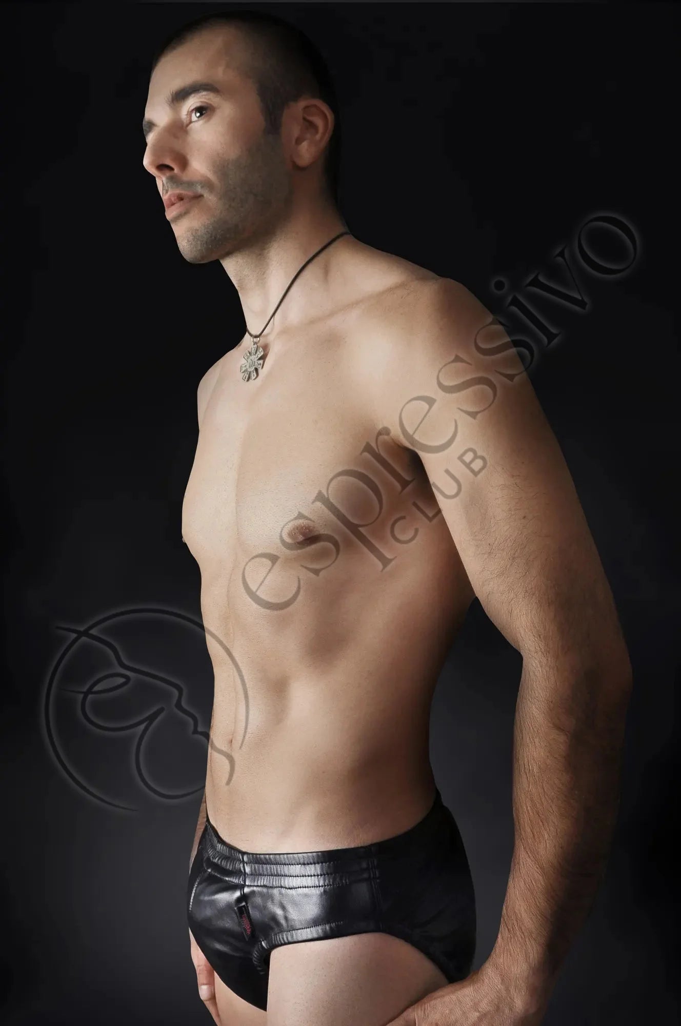 EspressivoClub Black Mens Leather Briefs Underwear 410 - 3