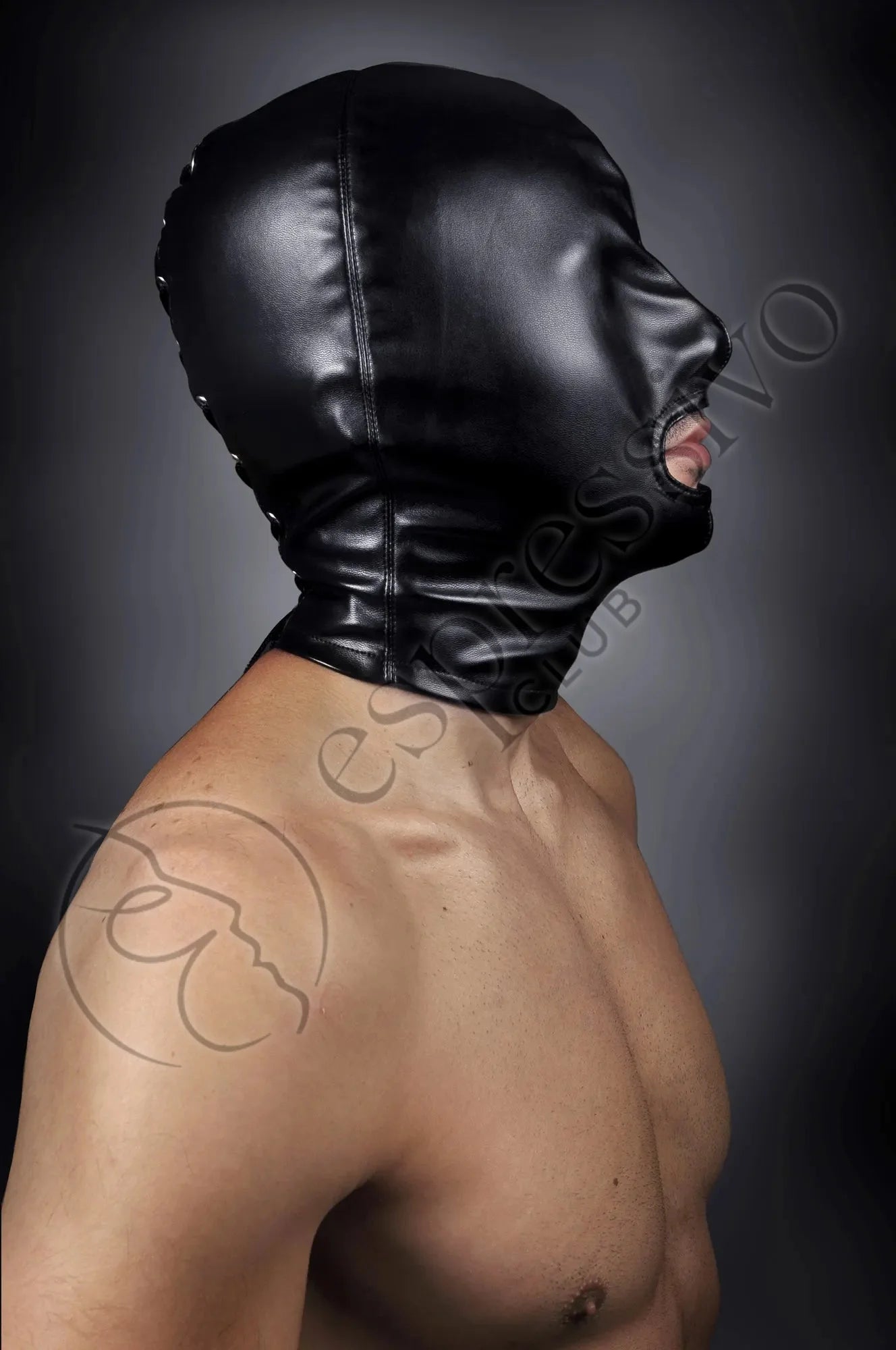 EspressivoClub Black Open Mouth Cocksucker Hood For Extreme Bondage Sex Masks 160 - 4