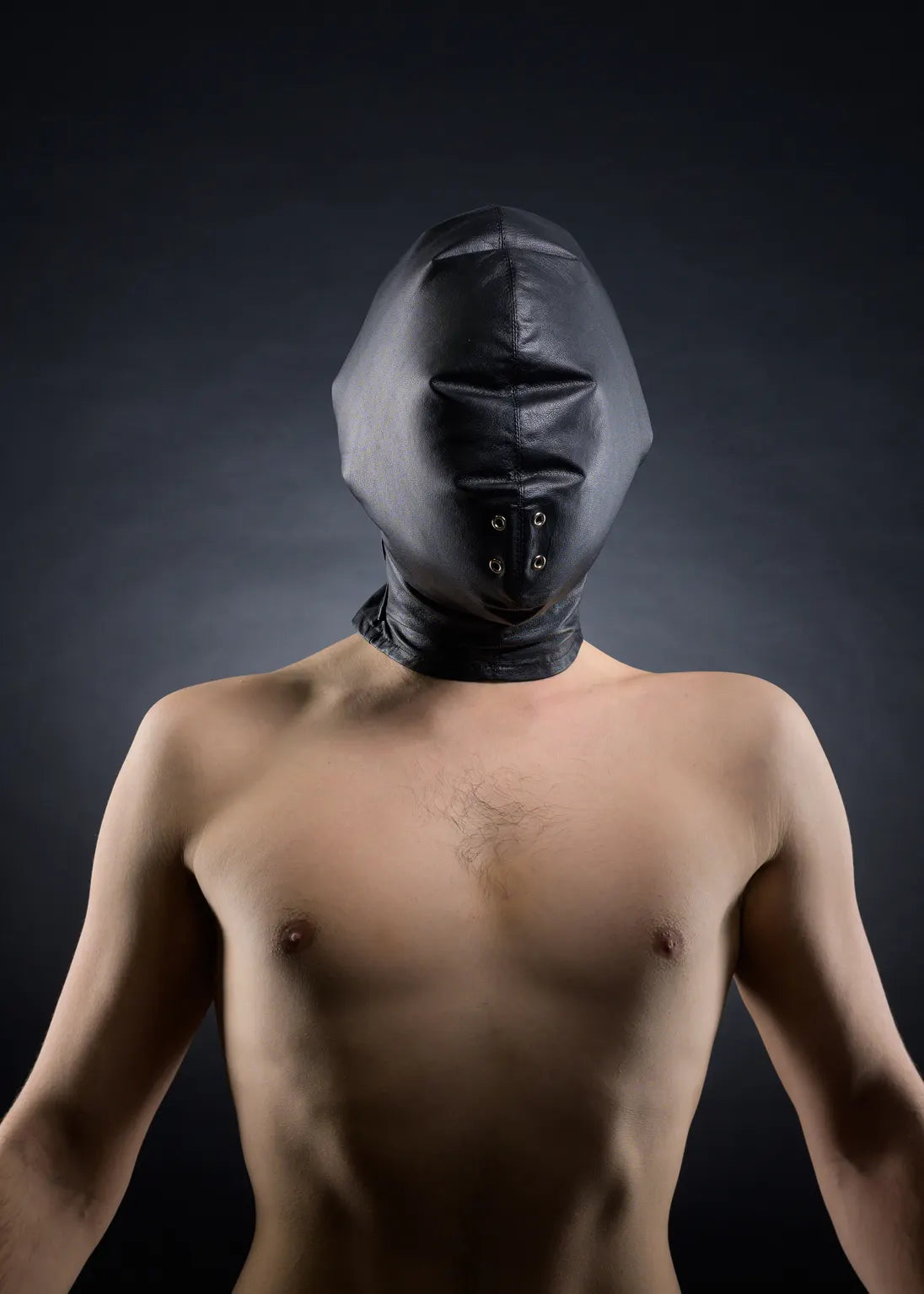 Real Leather BDSM bondage breathplay hood