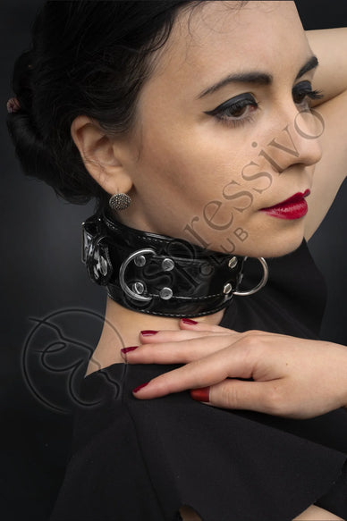 BDSM-Halsband aus schwarzem PVC – EspressivoClub