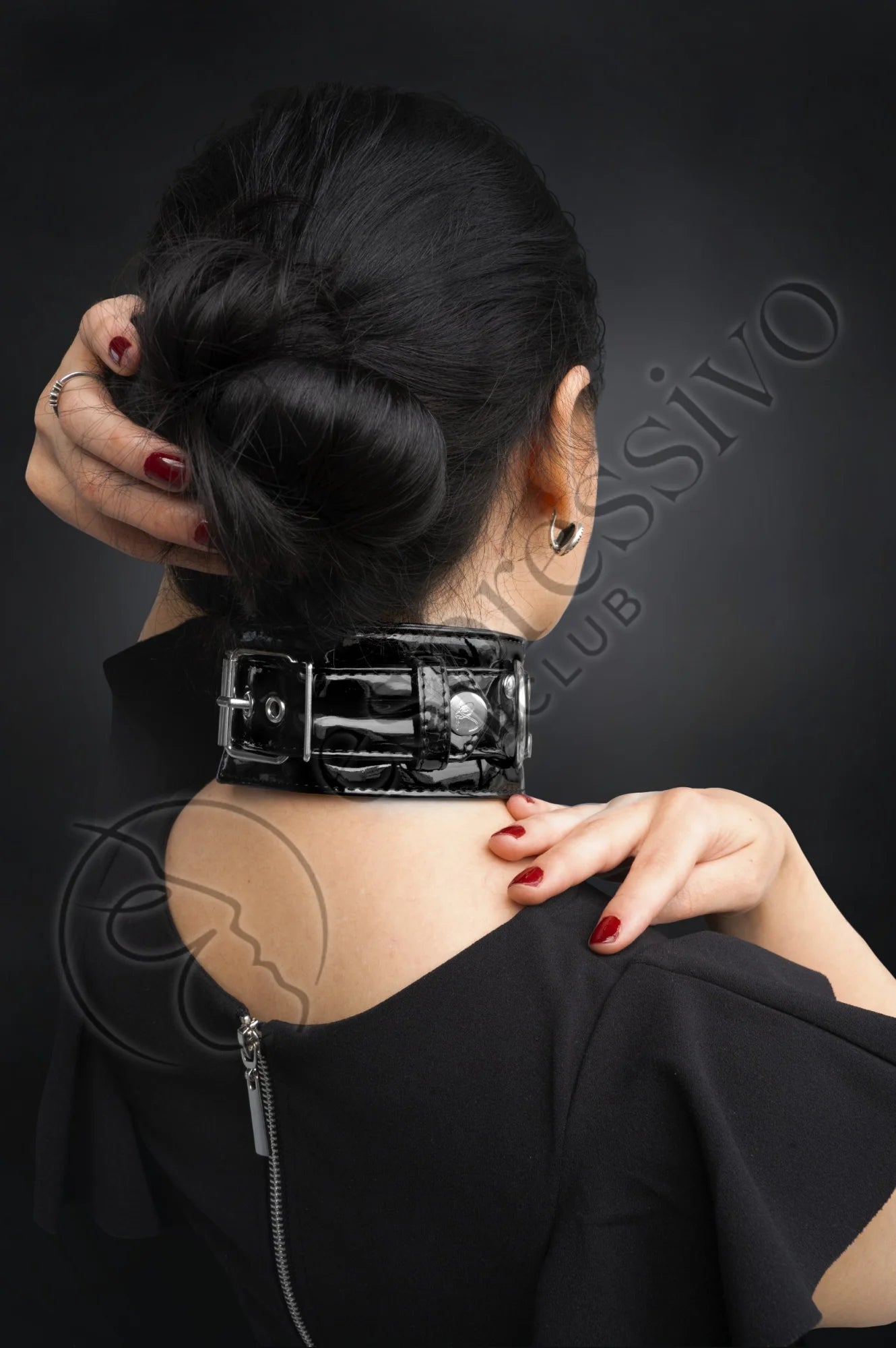 Bdsm Collar In Black Pvc Jewelry