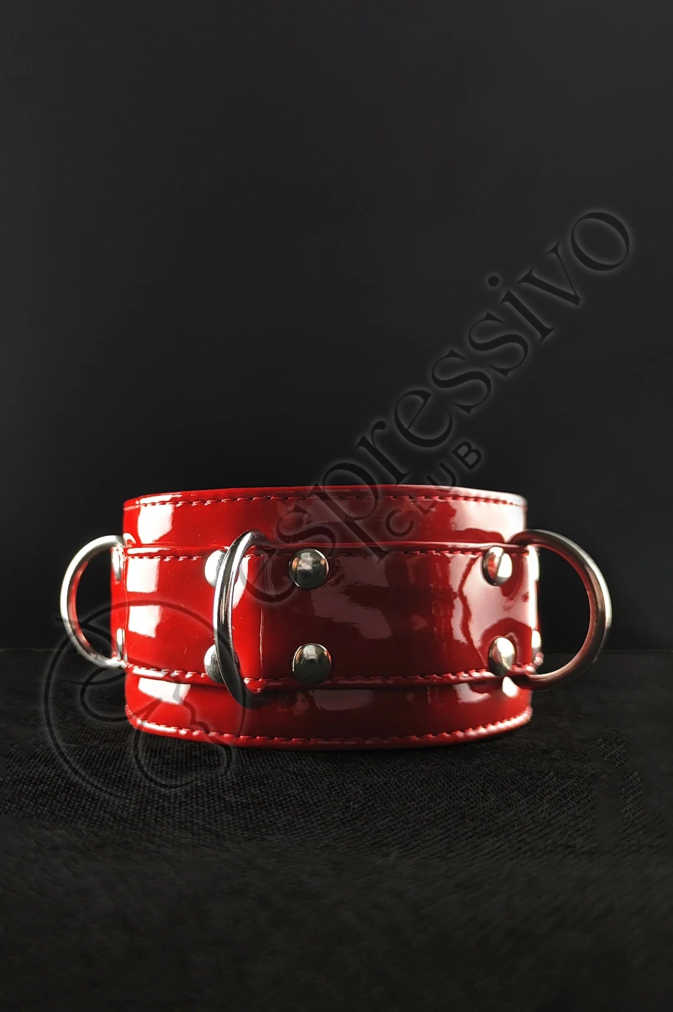 Bdsm Collar In Red Pvc Jewelry