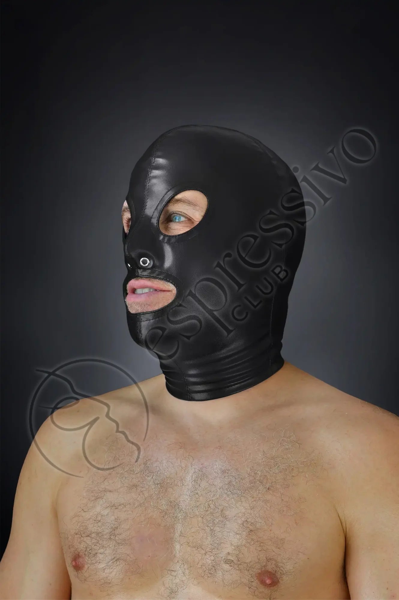 BDSM Leather Mask with Open Eyes & Mouth Masks Vegan leather