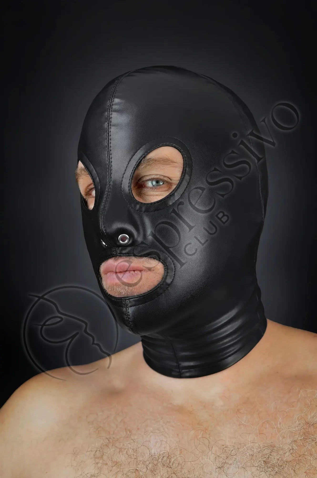 BDSM Leather Mask with Open Eyes & Mouth Masks Vegan leather
