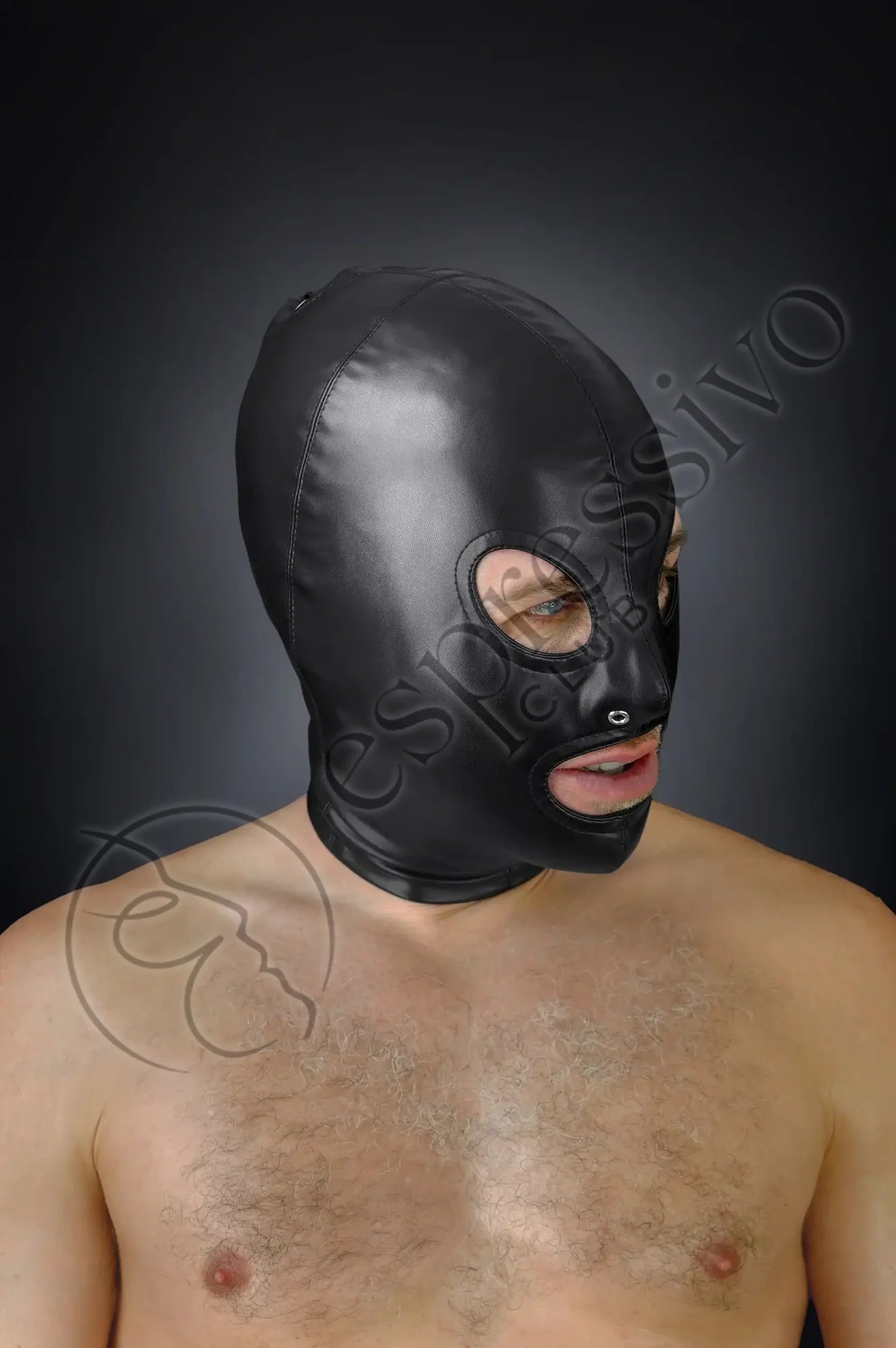 BDSM Leather Mask with Open Eyes & Mouth Masks Vegan leather