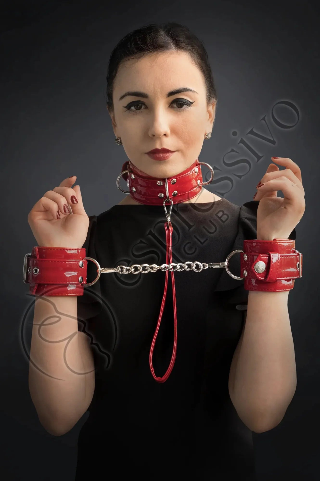 Bondage cuffs in Red PVC - Wrist & Ankle BDSM restraints