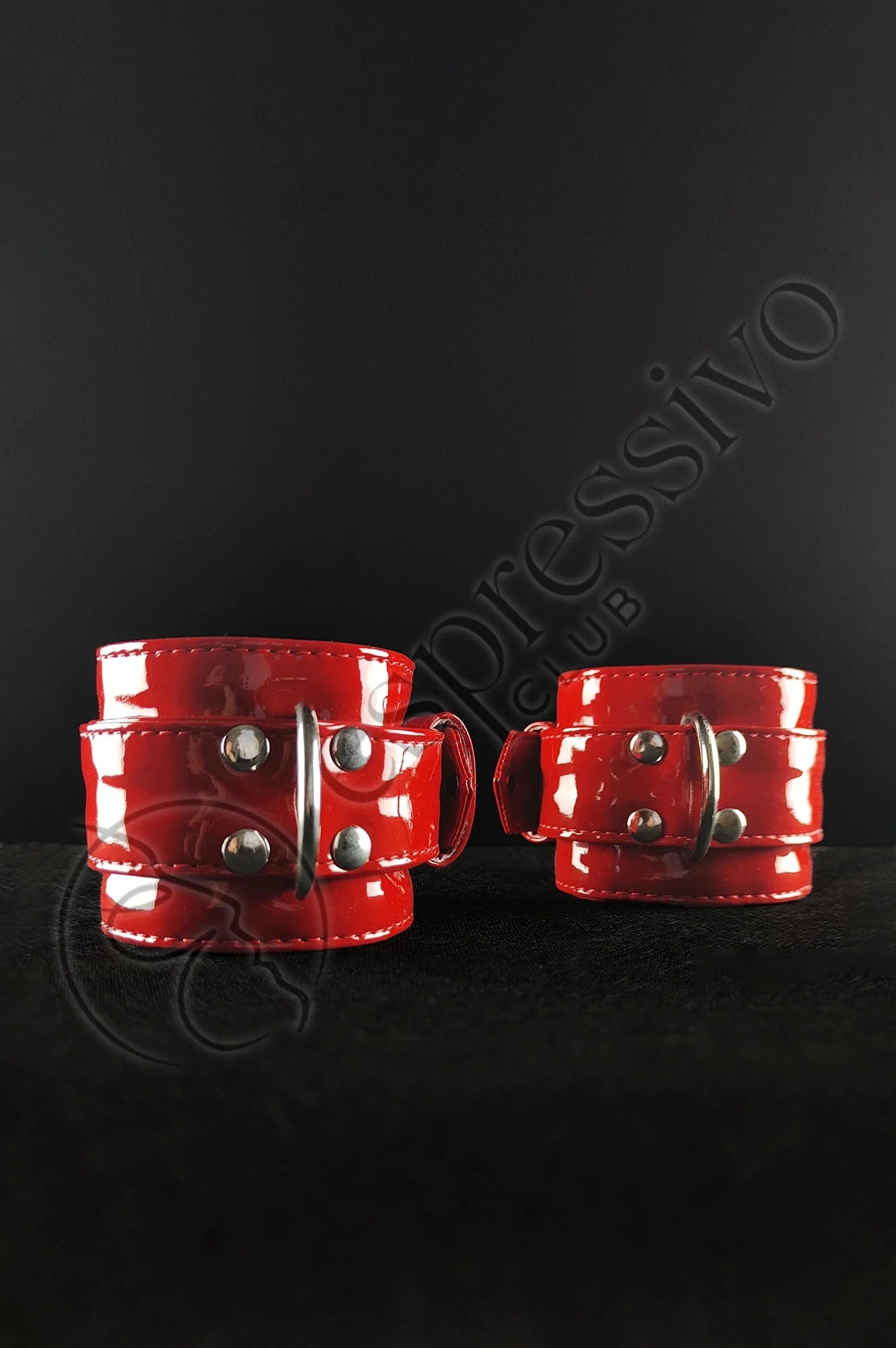 Bondage Cuffs In Red Pvc - Wrist & Ankle Bdsm Restraints Jewelry