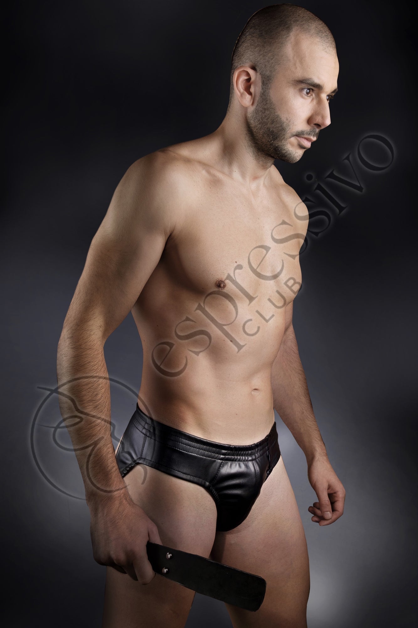 EspressivoClub Black Mens Leather Jockstrap Underwear 450 - 3