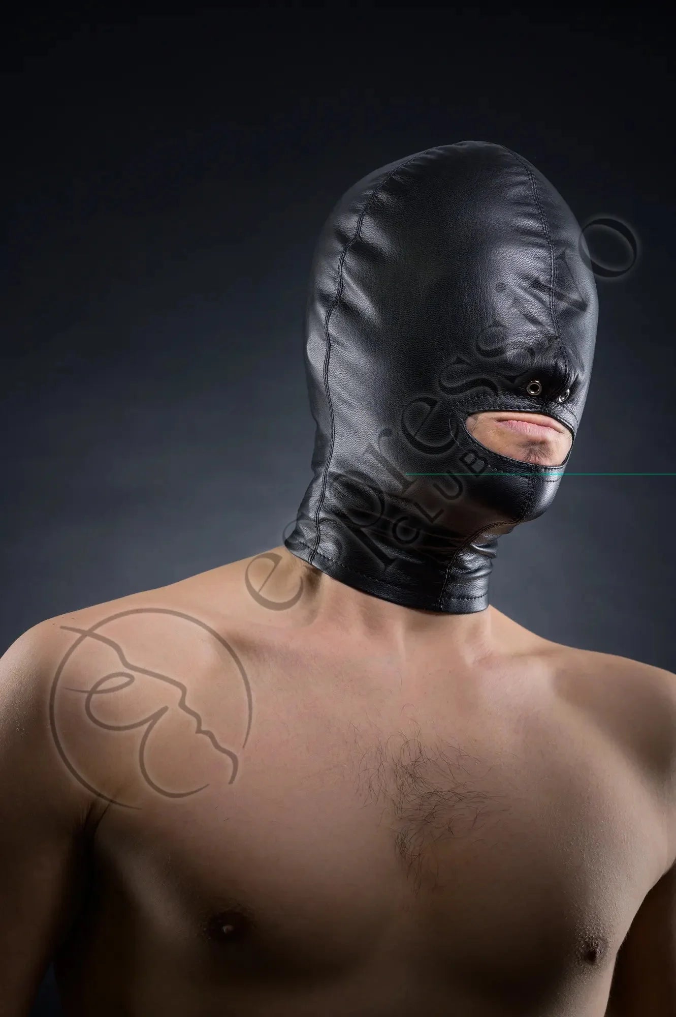 EspressivoClub Black Open Mouth Cocksucker Real Leather Hood For Extreme Bondage Sex Masks Real RL160 - 2