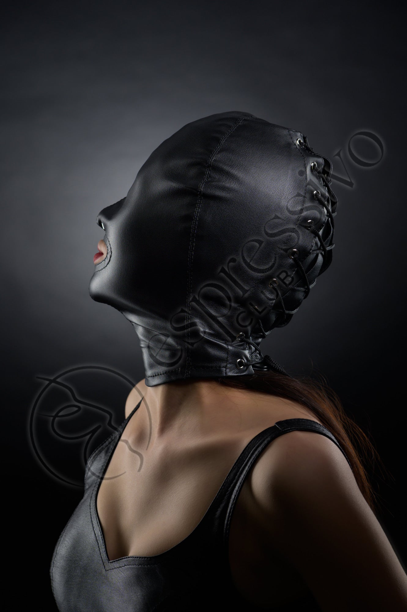 Open Mouth Cocksucker Real Leather Hood For Extreme Bondage Sex Masks Real