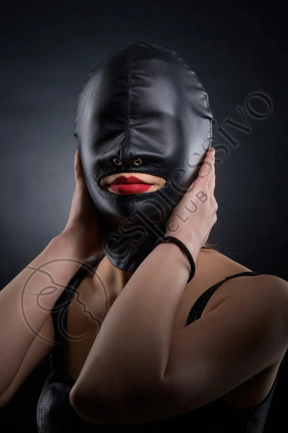 EspressivoClub Black Open Mouth Cocksucker Real Leather Hood For Extreme Bondage Sex Masks Real RL160 - 4