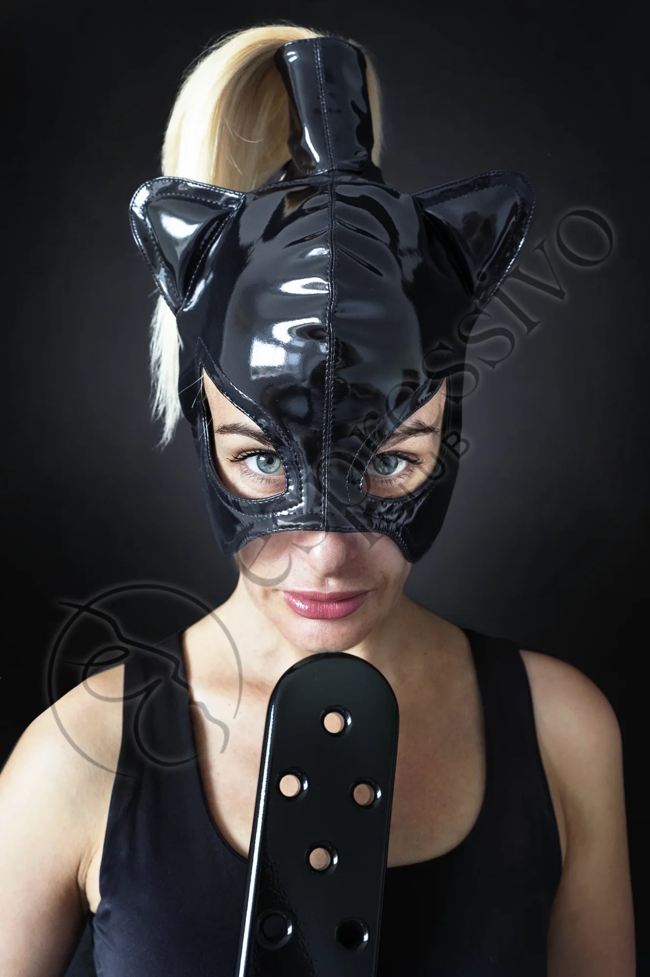 Pvc Dominatrix Catwoman Ponytail Mask Masks