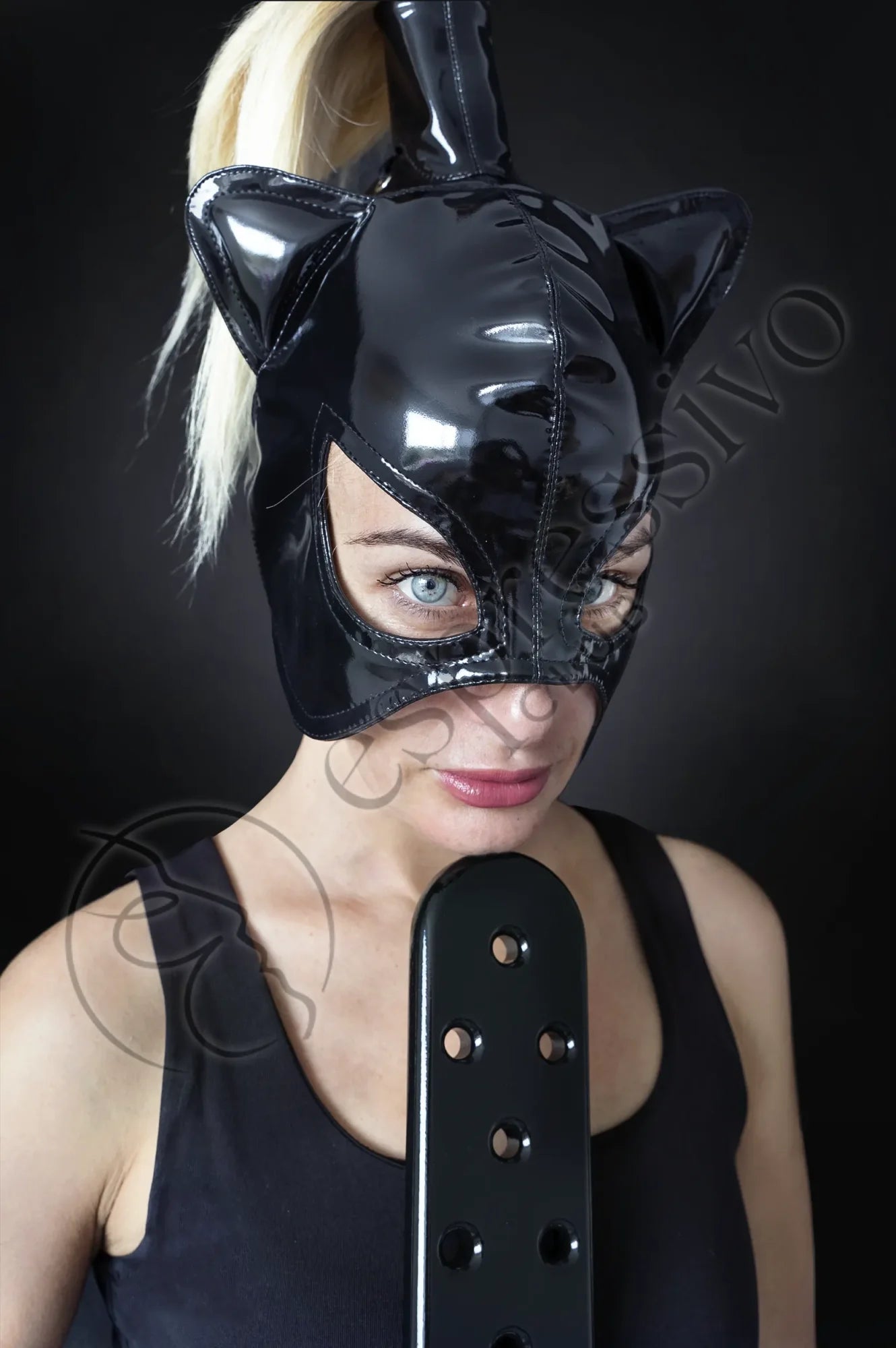 Pvc Dominatrix Catwoman Ponytail Mask Masks