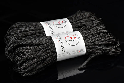 Lot de 2 cordes BDSM de 20 m de couleur noire - ø 7 mm / longueur totale 40 m