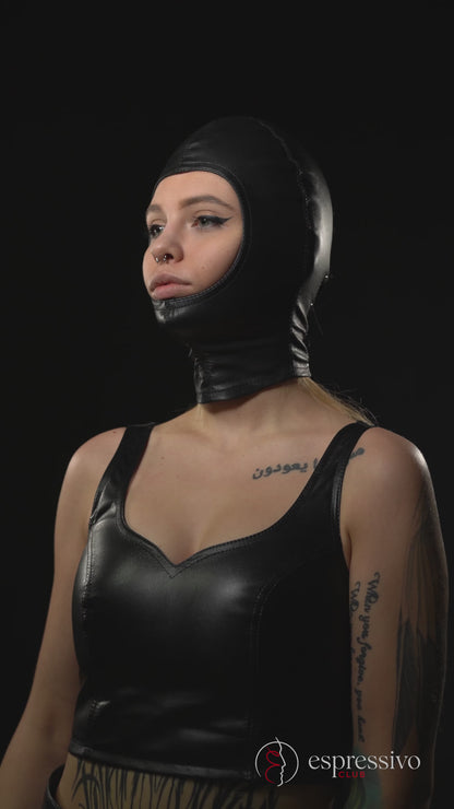 Open face Nun Fetish BDSM hood - Real Leather