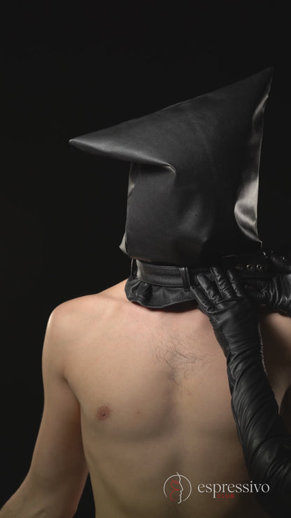 Real Leather Bondage Baghood for BDSM Interrogation Play
