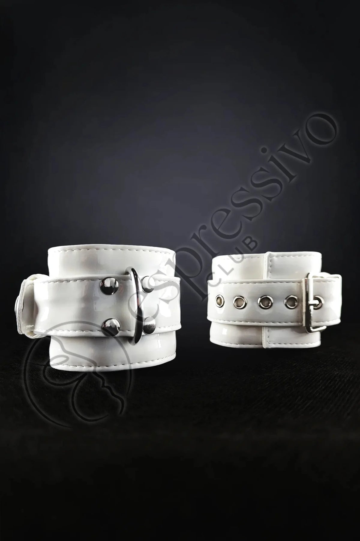 Commodore Cuffs Bondage cuffs in White PVC - Wrist & Ankle BDSM restraints – EspressivoClub