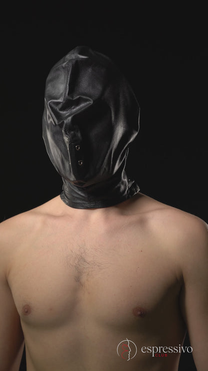 Cagoule de jeu de souffle bondage BDSM en cuir véritable