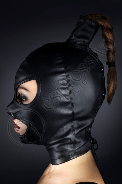 Delux BDSM ponytail hood - dominatrix mask