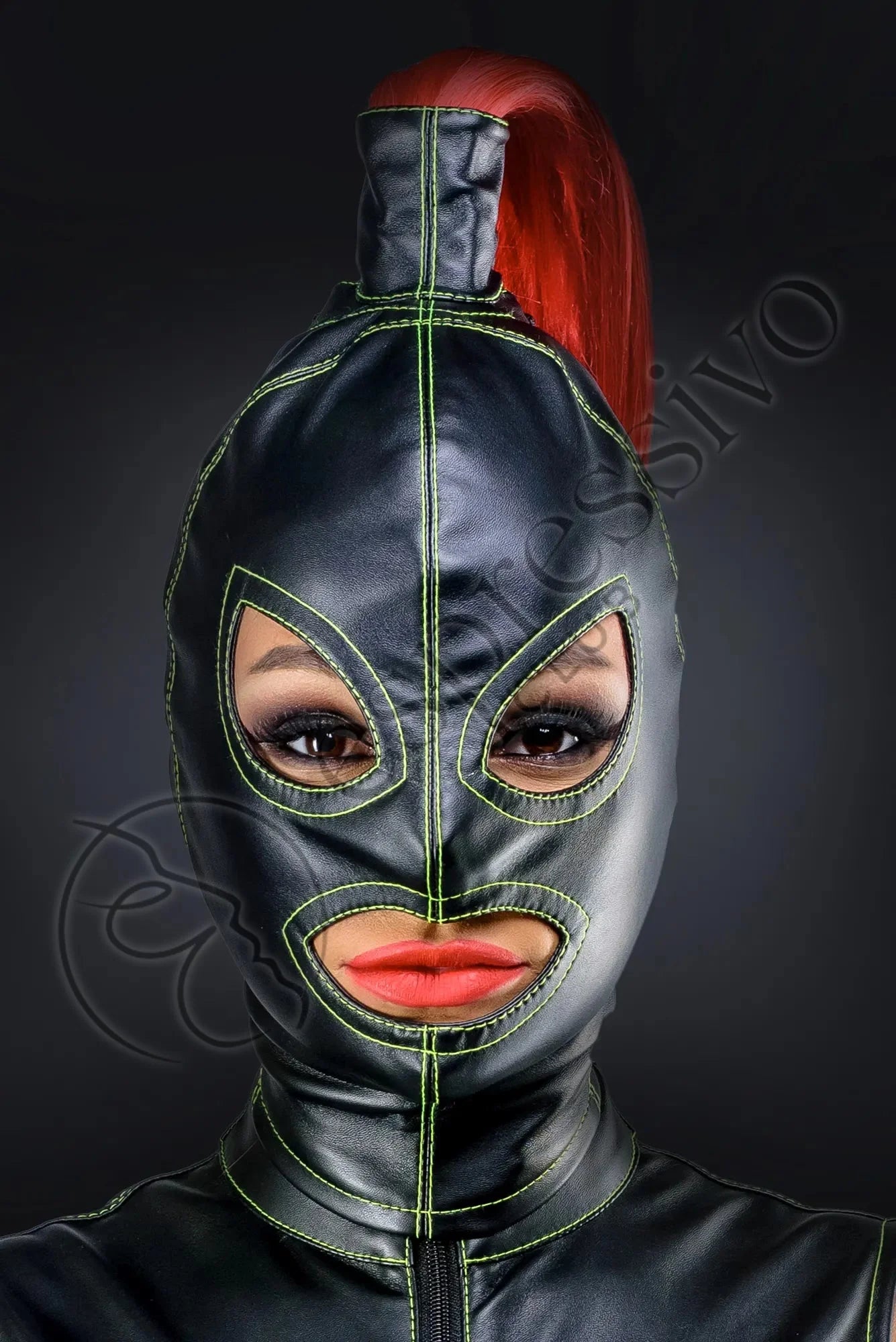 EspressivoClub Colored Delux Bdsm Ponytail Hood With Colored Thread Masks 112 Colored - 4