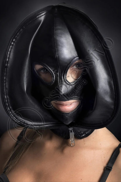 Double Face Leather BDSM Bondage Breathplay Hood