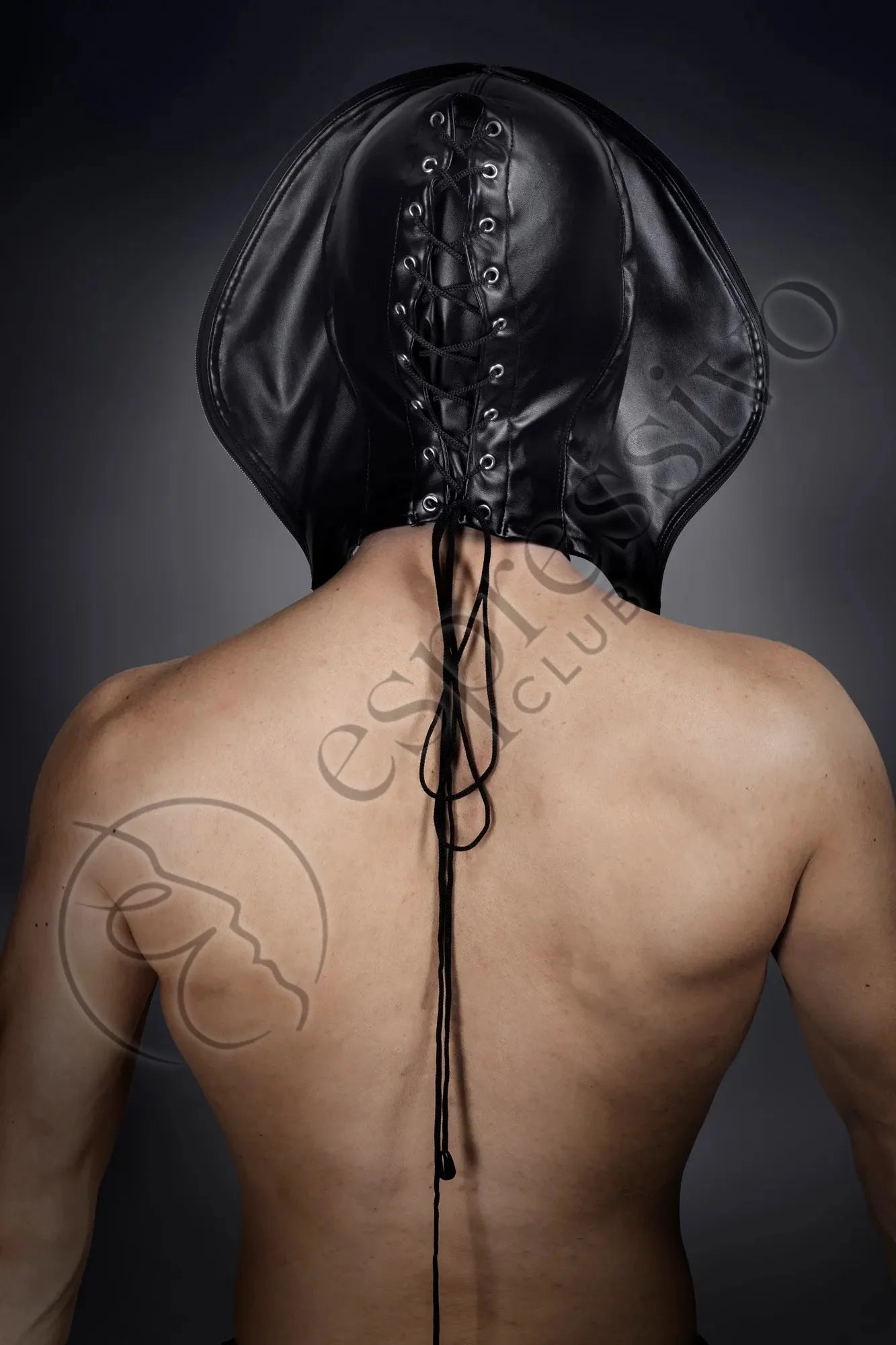 EspressivoClub Black Double Face Leather Bdsm Bondage Breathplay Hood Masks 130 - 5