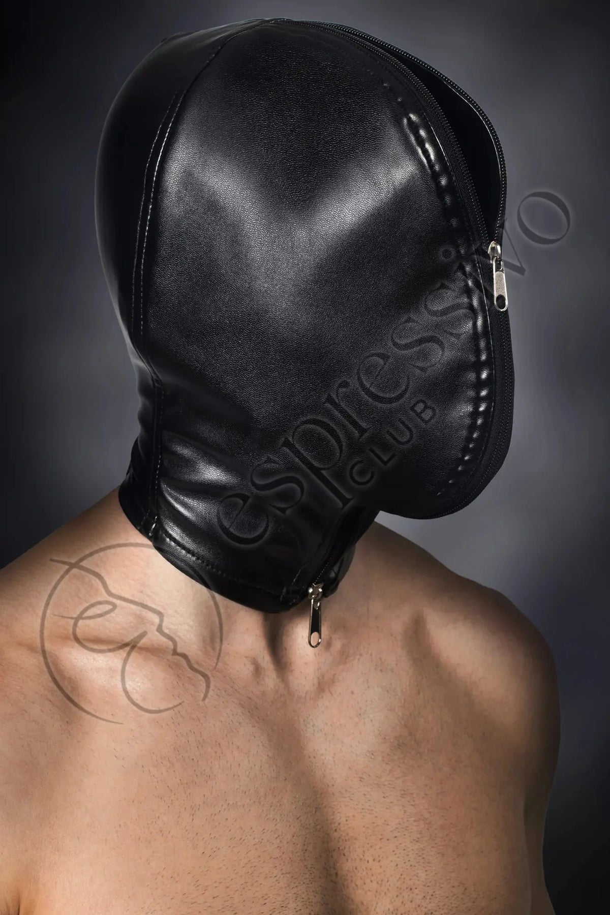 Double Face BDSM Bondage Atemspielmaske aus Leder