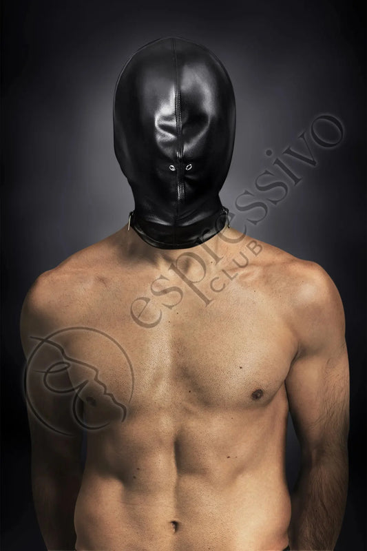 Extreme bondage hood for sensory deprivation - Leather lined
