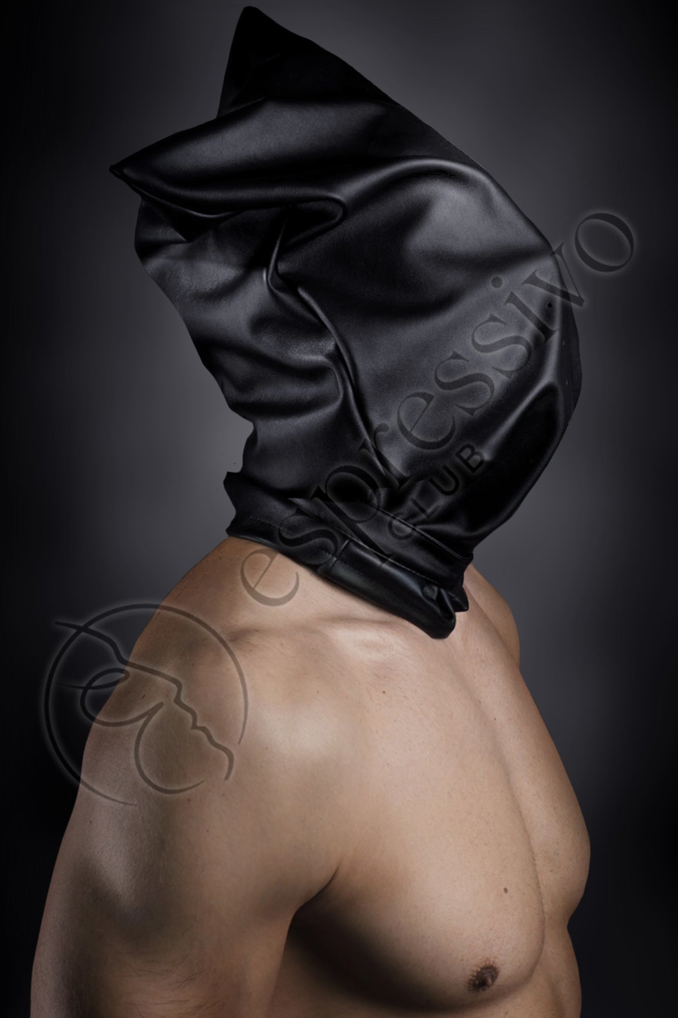EspressivoClub Black Leather Bondage Baghood For Bdsm Interogation Play Masks 152 - 3