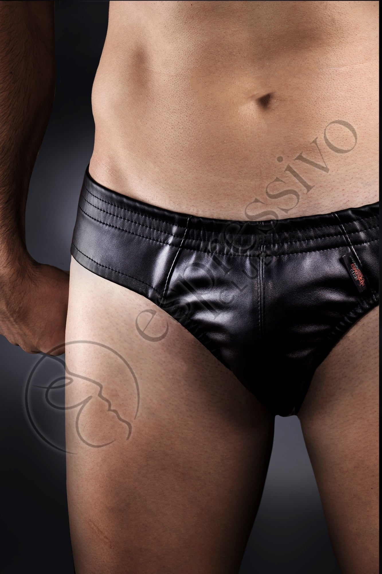 EspressivoClub Black Mens Leather Jockstrap Underwear 450 - 4