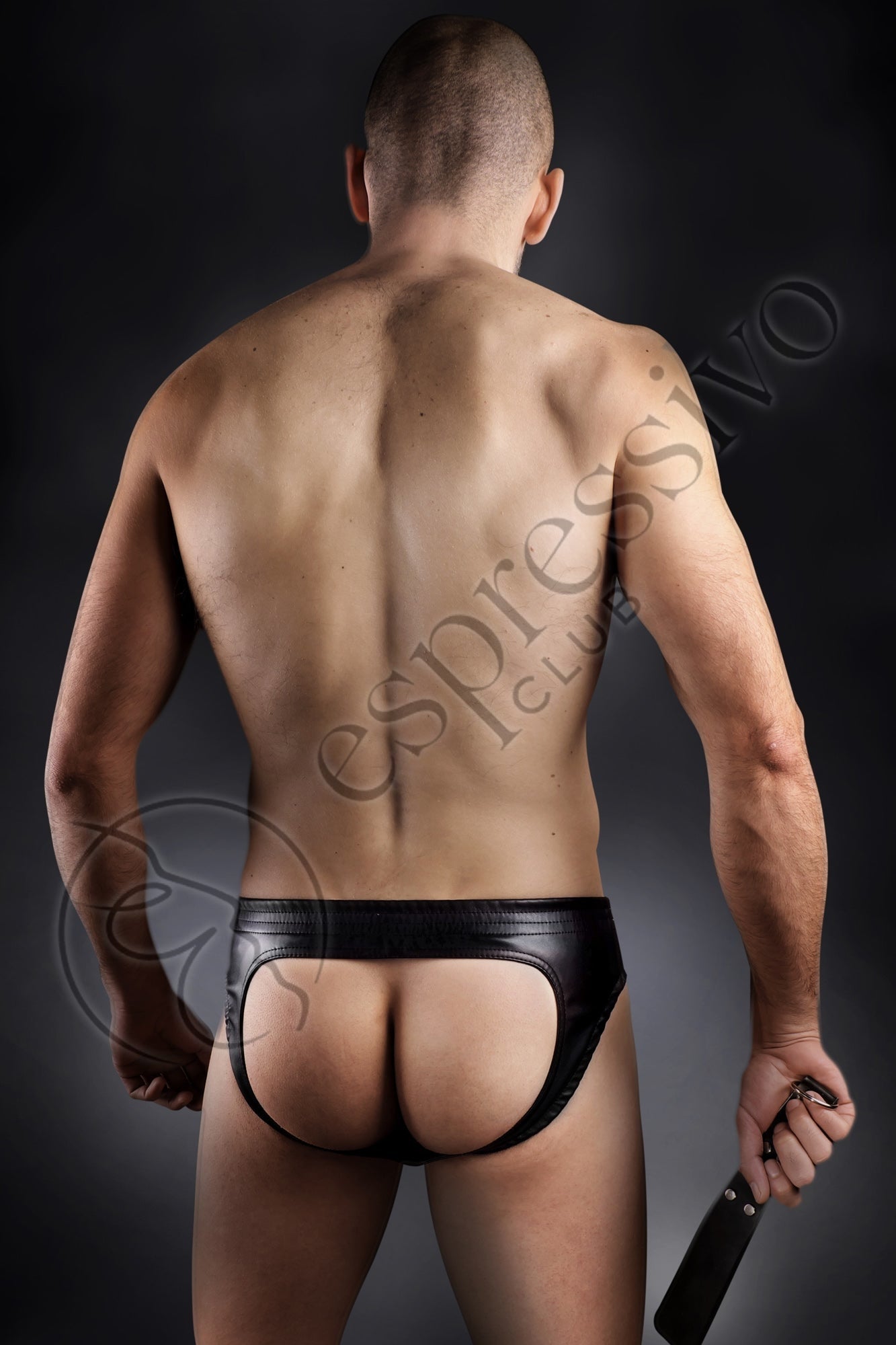 EspressivoClub Black Mens Leather Jockstrap Underwear 450 - 5