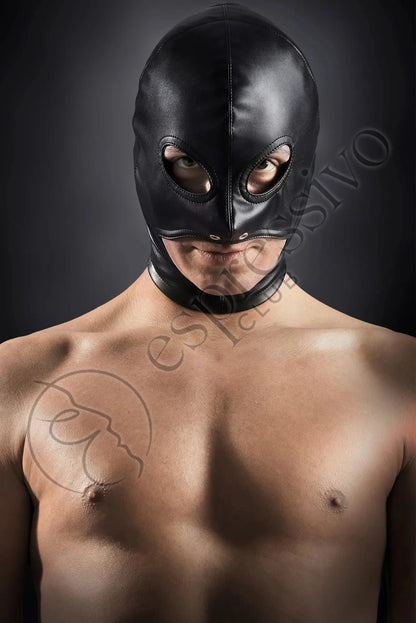 EspressivoClub Black Open Chin Bdsm Leather Hood Masks 252 - 3