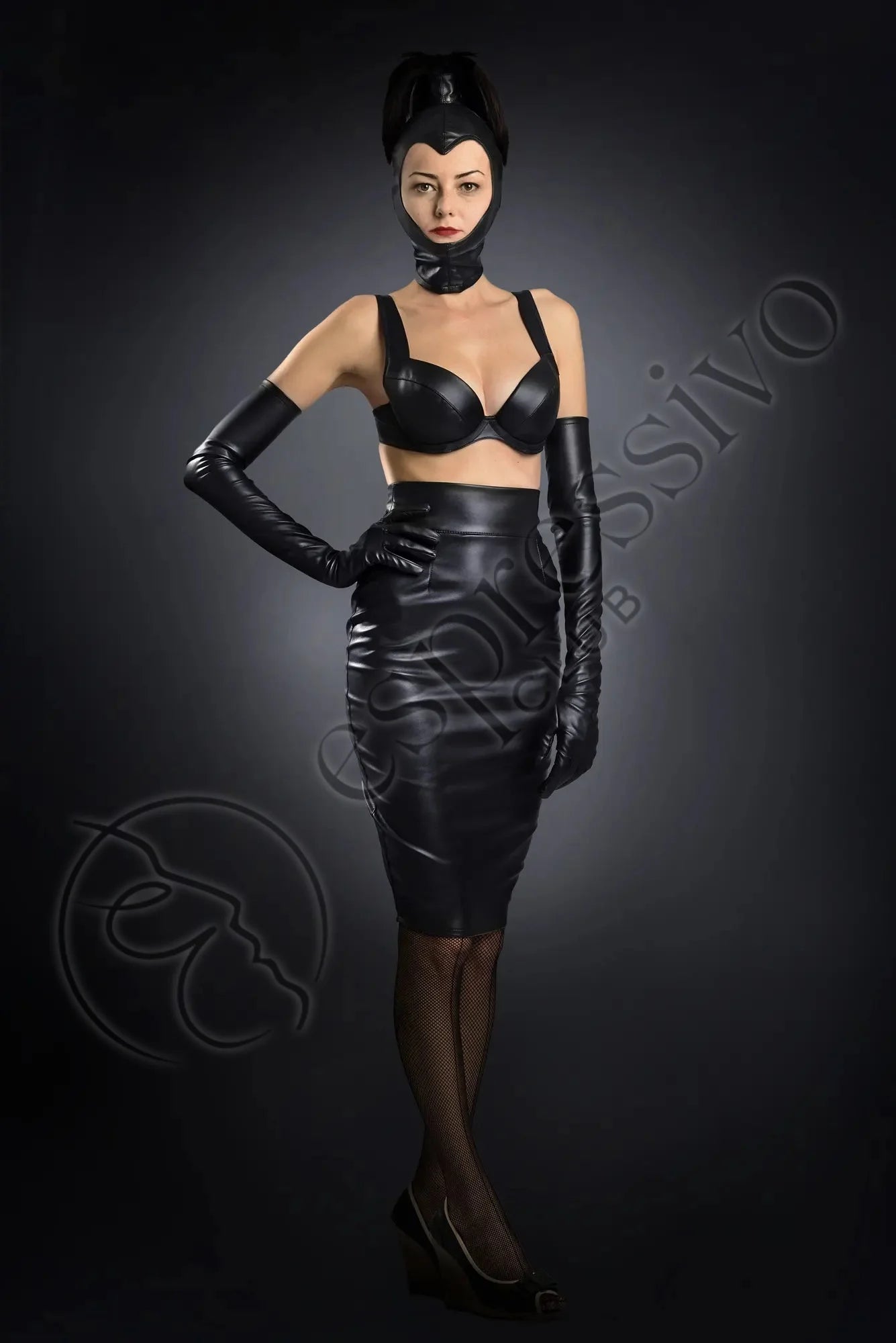 Open Face Bdsm Leather Hood With Ponytail Tube Masks