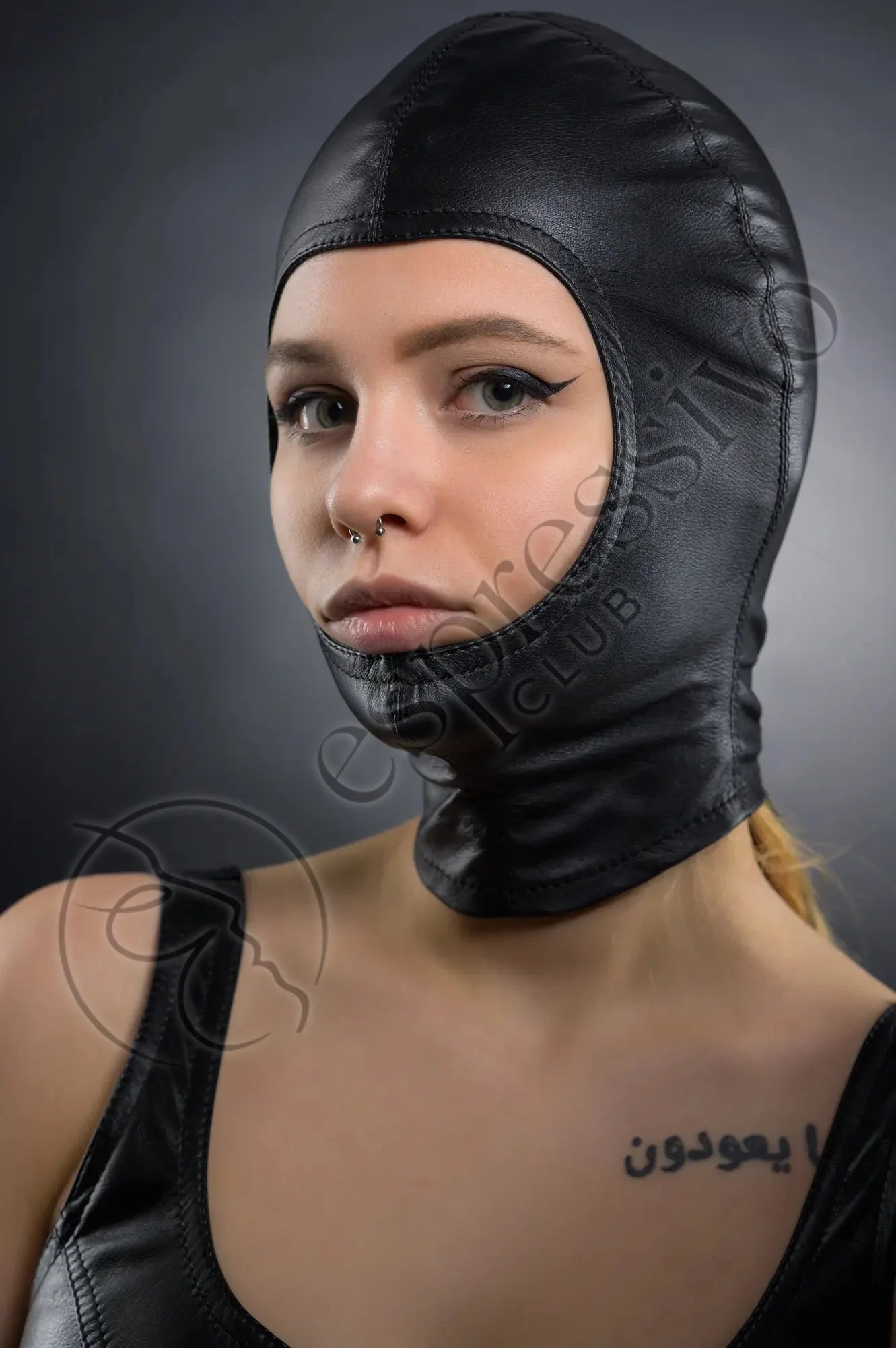 Open Face Nun Fetish Bdsm Hood - Real Leather Masks Leather