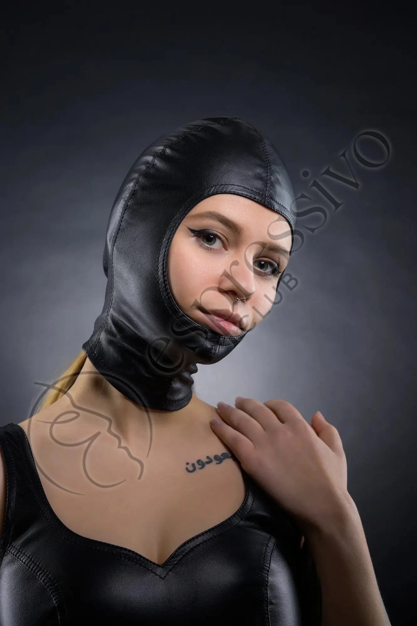 Open Face Nun Fetish Bdsm Hood - Real Leather Masks Leather