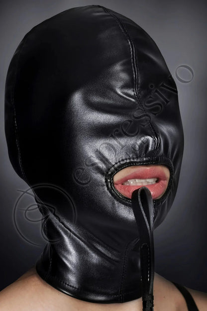 Open Mouth Cocksucker Hood for Extreme Bondage Sex
