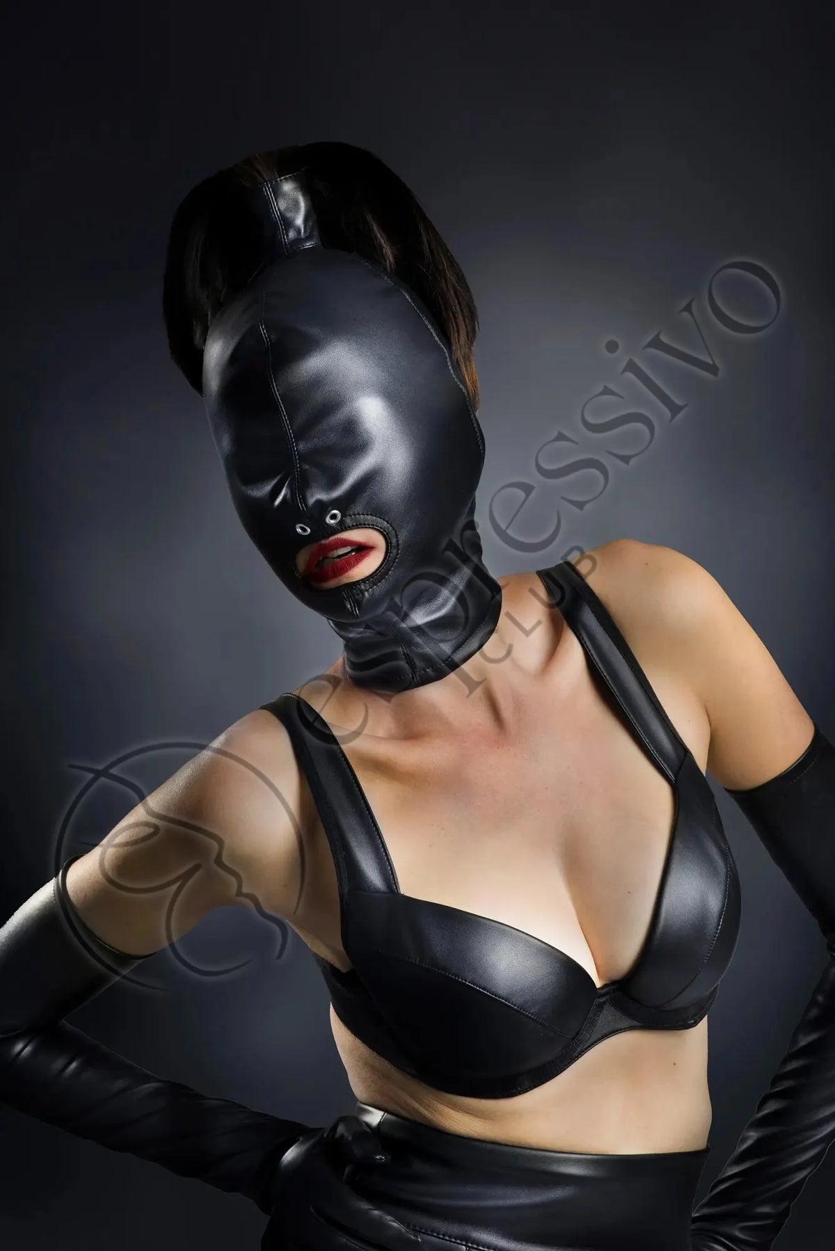 Pferdeschwanz-Bondage-Maske mit offenem Mund