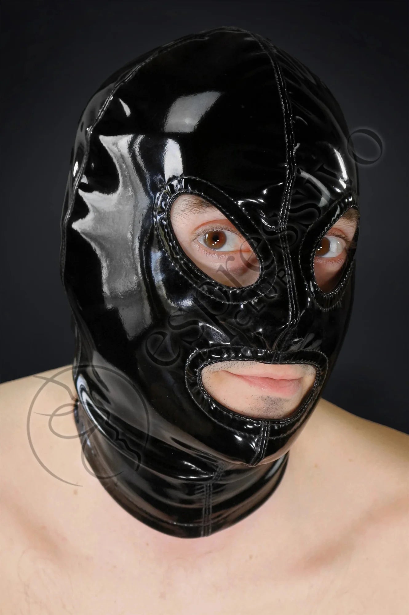 PVC BDSM mask - open eyes & mouth