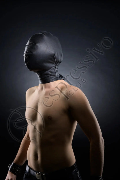 EspressivoClub Black Real Leather Bdsm Bondage Breathplay Hood Masks Leather RL156 - 3