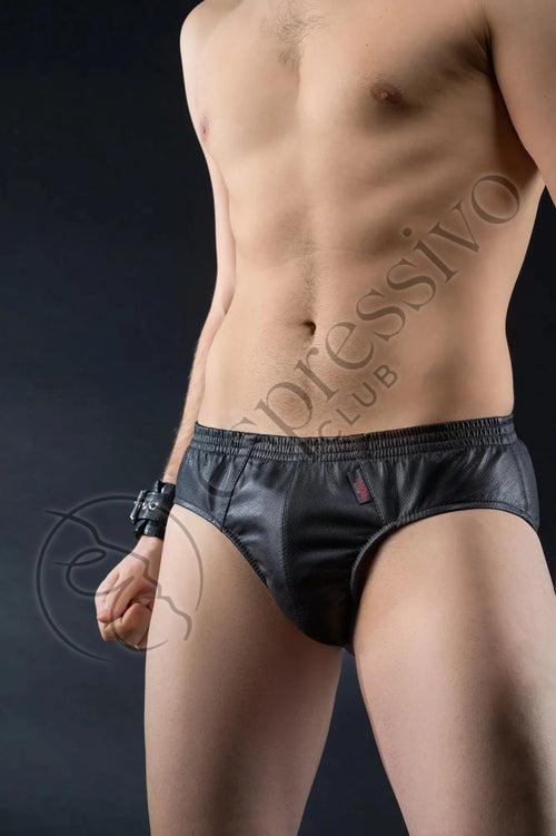 Real leather mens briefs