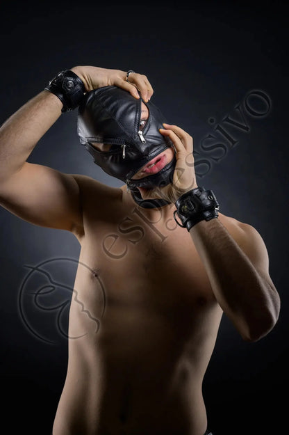 Real Leather Tight Bondage Zippers Hood For Bdsm Sensory Deprivation Masks Leather
