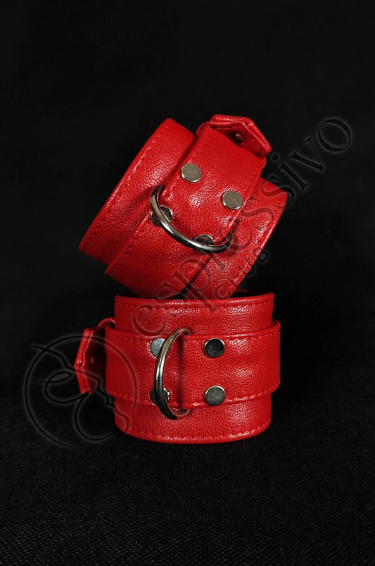Limited Edition Red Leather Bondage Cuffs - Wrist & Ankle restraints