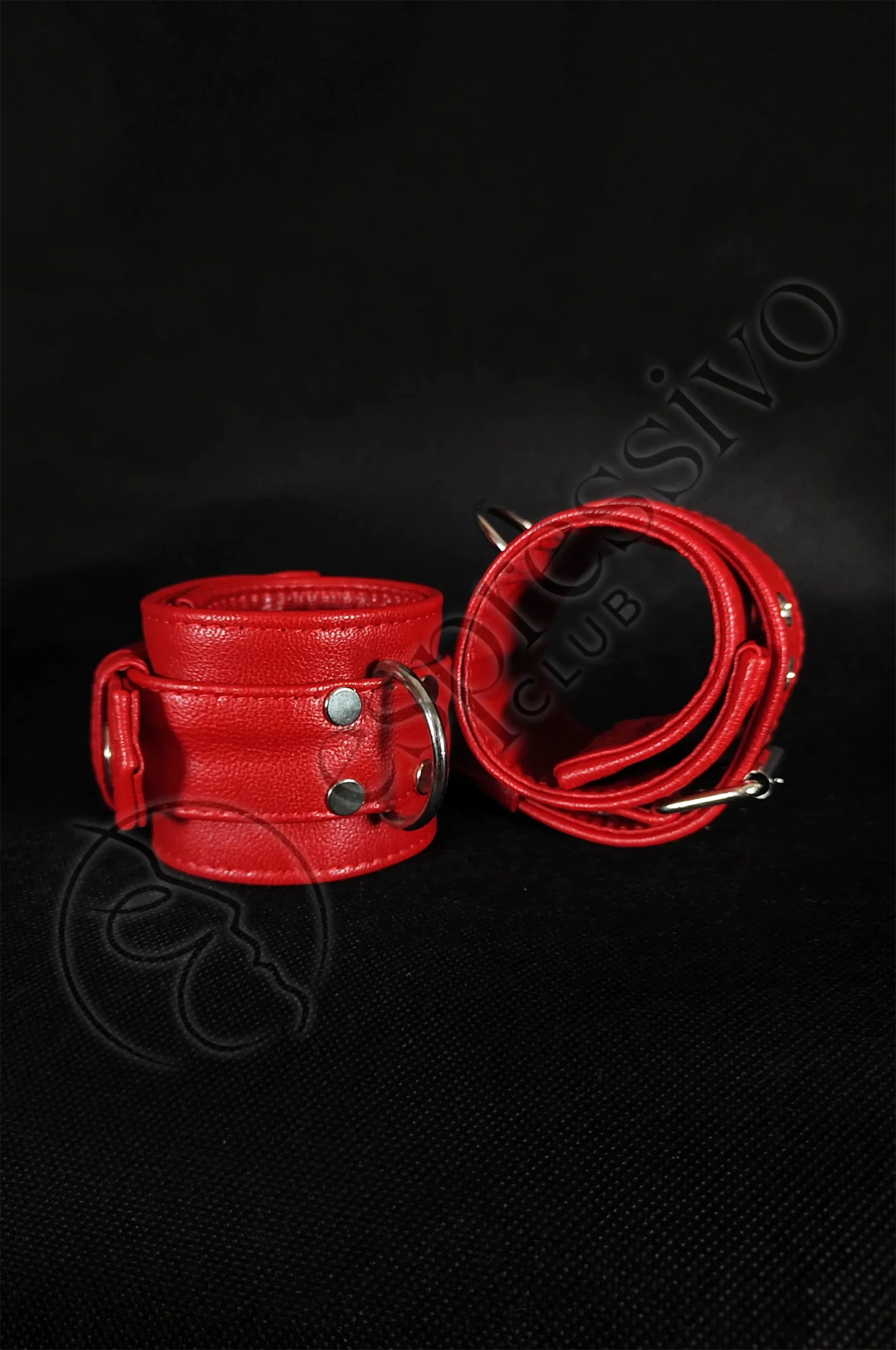 Red Leather Bondage Cuffs - Wrist & Ankle Restraints Limited Edition Cuffs