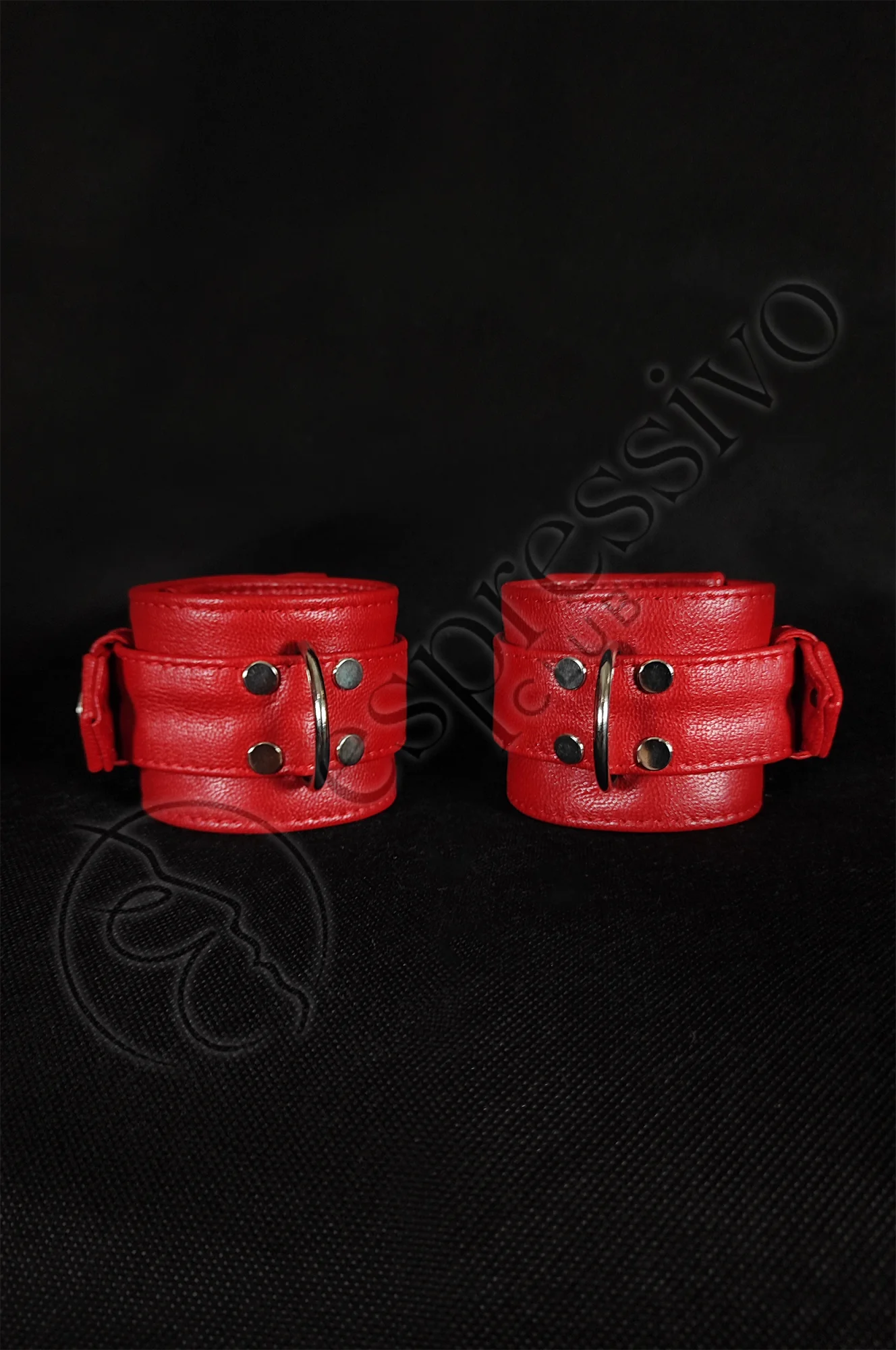 Red Leather Bondage Cuffs - Wrist & Ankle Restraints Limited Edition Cuffs